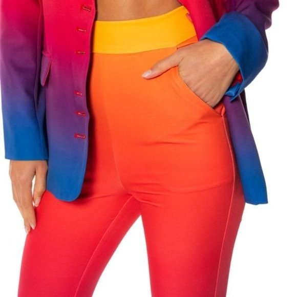 Callie Sunset Blvd Pantsuit: Ombre Blazer & Skinny Slacks: L 1X - Picture 10 of 15